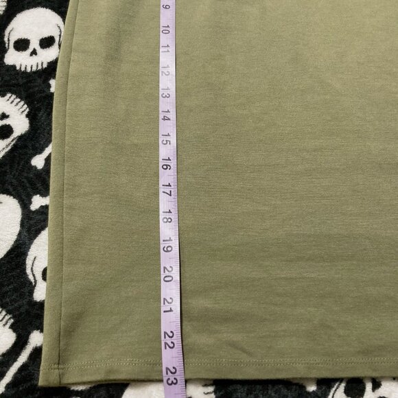 MIKAROSE Olive green stretchy pencil skirt ~ Stretchy elastic waist XS SMALL - Picture 5 of 11